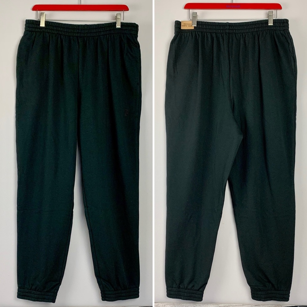 NWT XL PINK Victoria’s Secret Joggers High Waist Campus Sweatpants Black VSpink